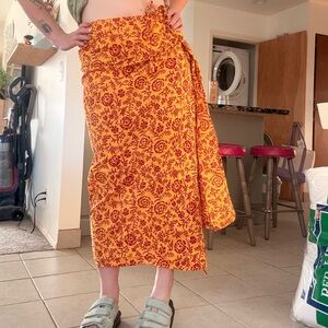 Vintage Jones New York Yellow and Red Floral Wrap Skirt